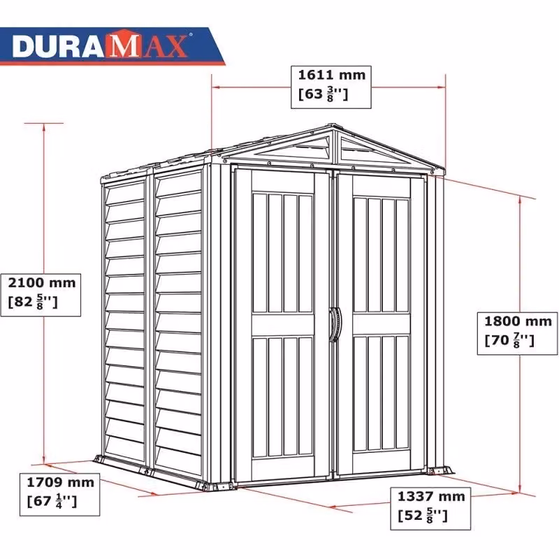 Casetta da Giardino Porta Attrezzi GIORDANOSHOP in PVC Grigio con Doppia Porta e Finestra L/P/H: 161 x 171 x 210 cm – 2