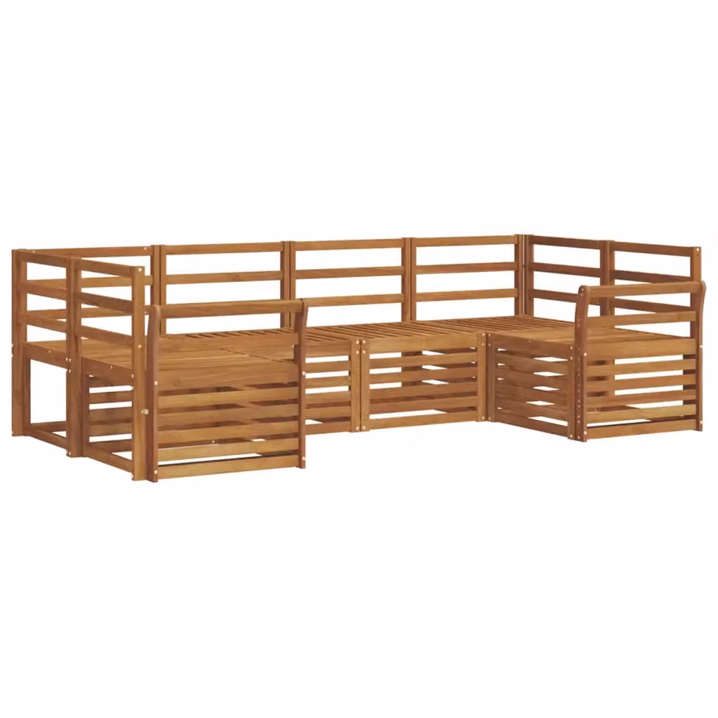 Set di divani da esterno a L vidaXL in legno di acacia marrone con cuscini inclusi – 2