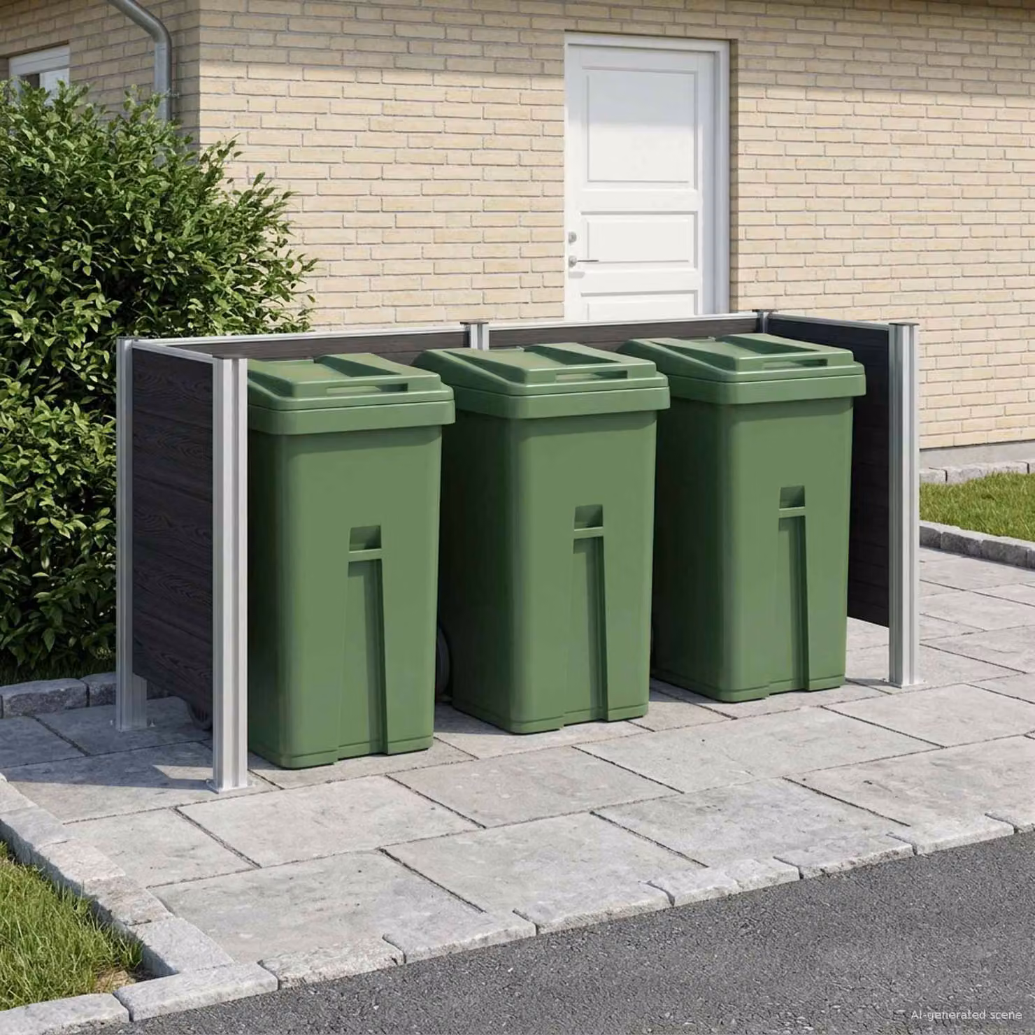 Recinzione contenitore per rifiuti vidaXL in WPC e alluminio, Grigio, L 237 x P 85 x H 115 cm
