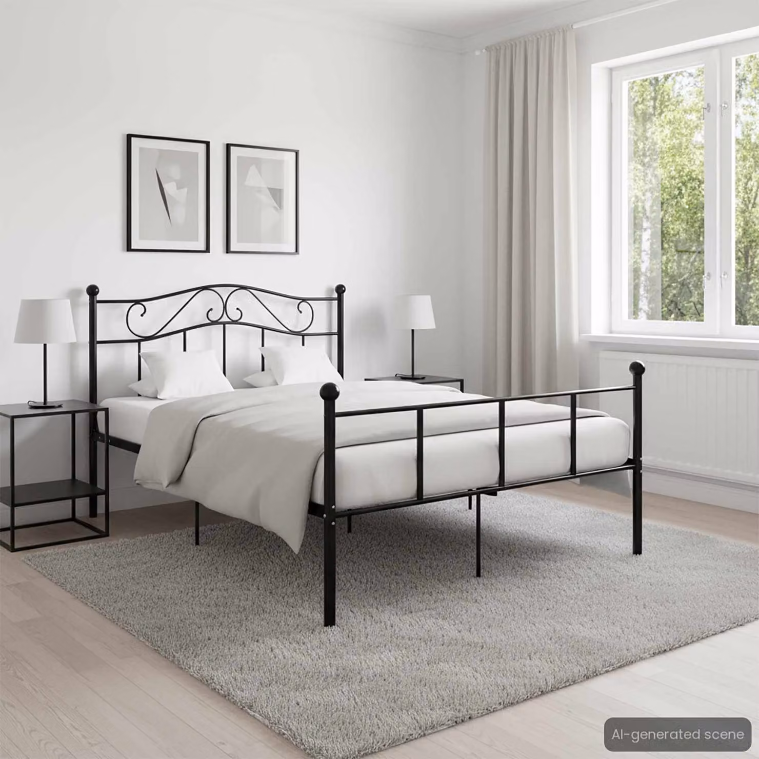 vidaXL Giroletto Nero in Metallo 160x200 cm