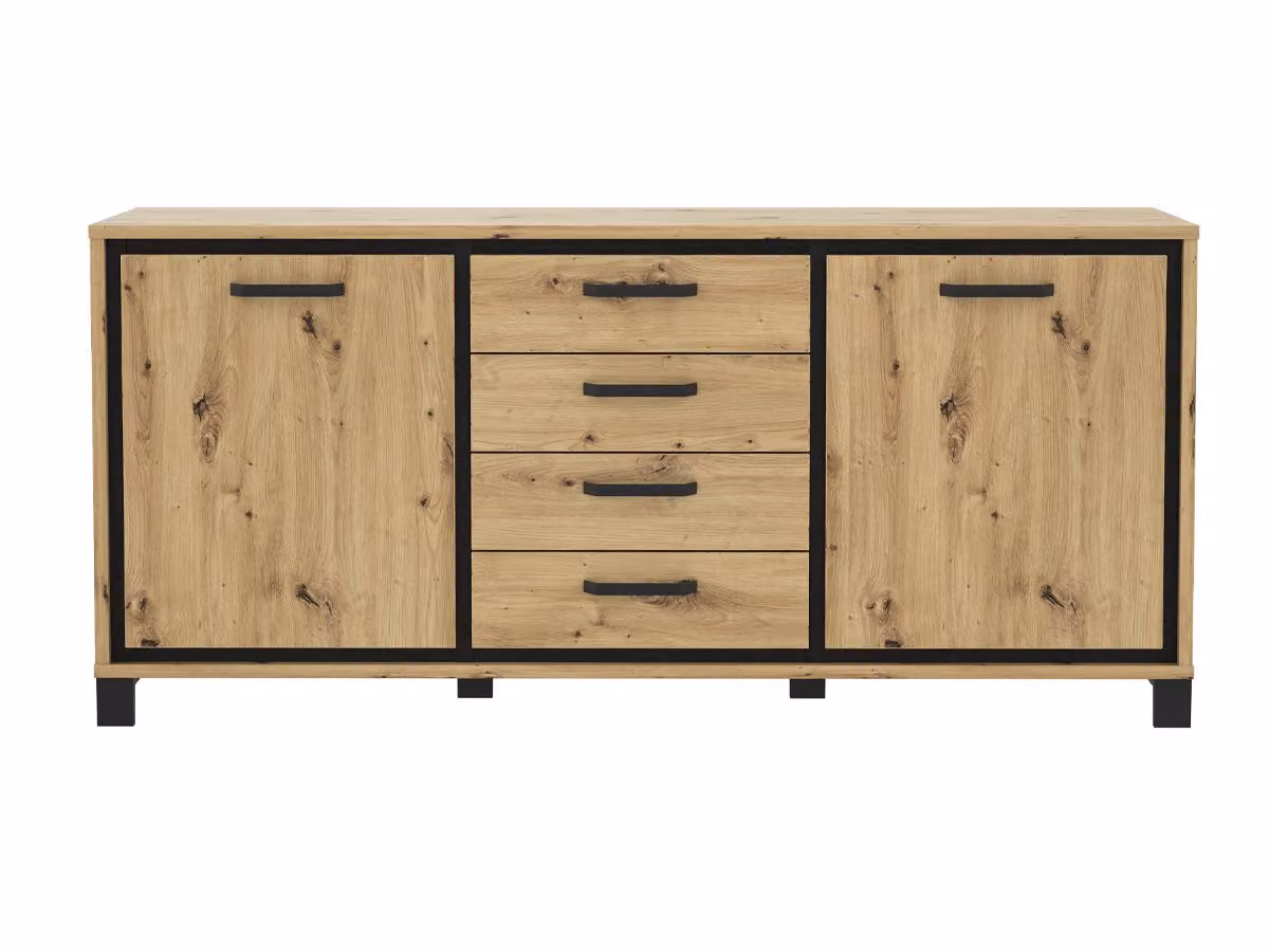 Credenza TRONDHEIM Rovere artigianale / nero