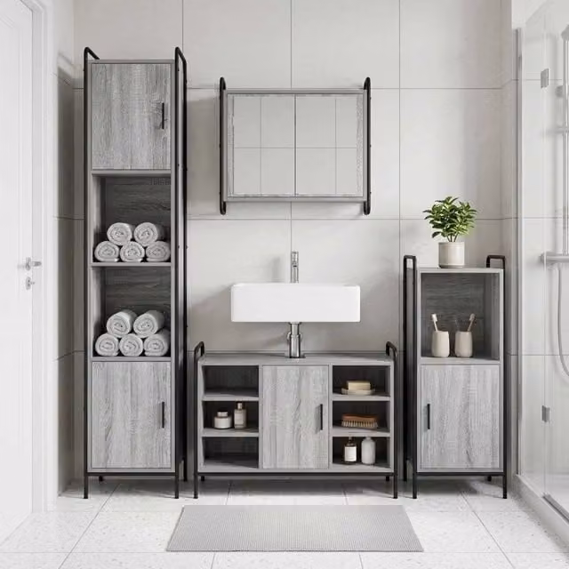 Set di Armadi da Bagno 3 pz Sonoma grigio 40 x 36 x 99,5 cm 3444516