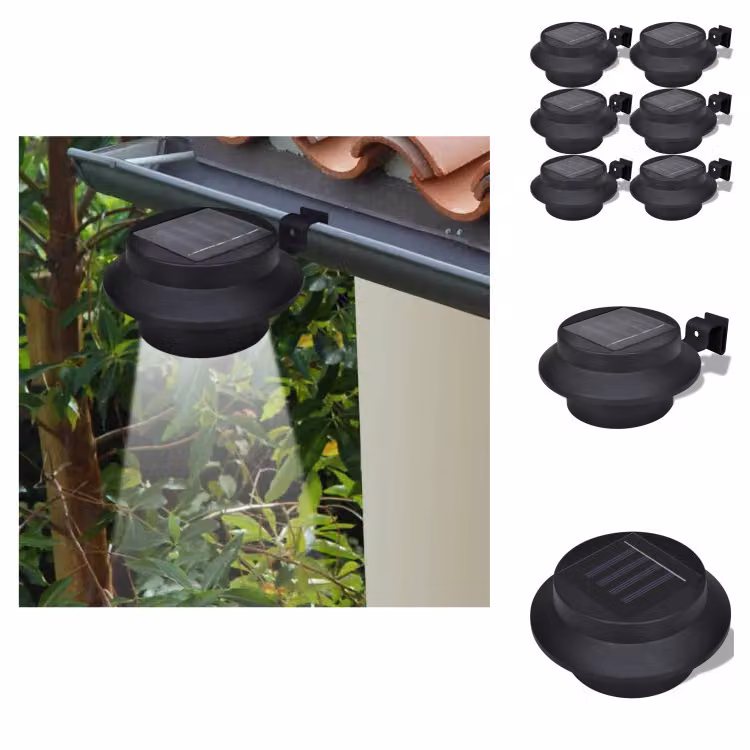 6x lampada da esterno luce solare set recinzione luce nera - illuminazione esterna