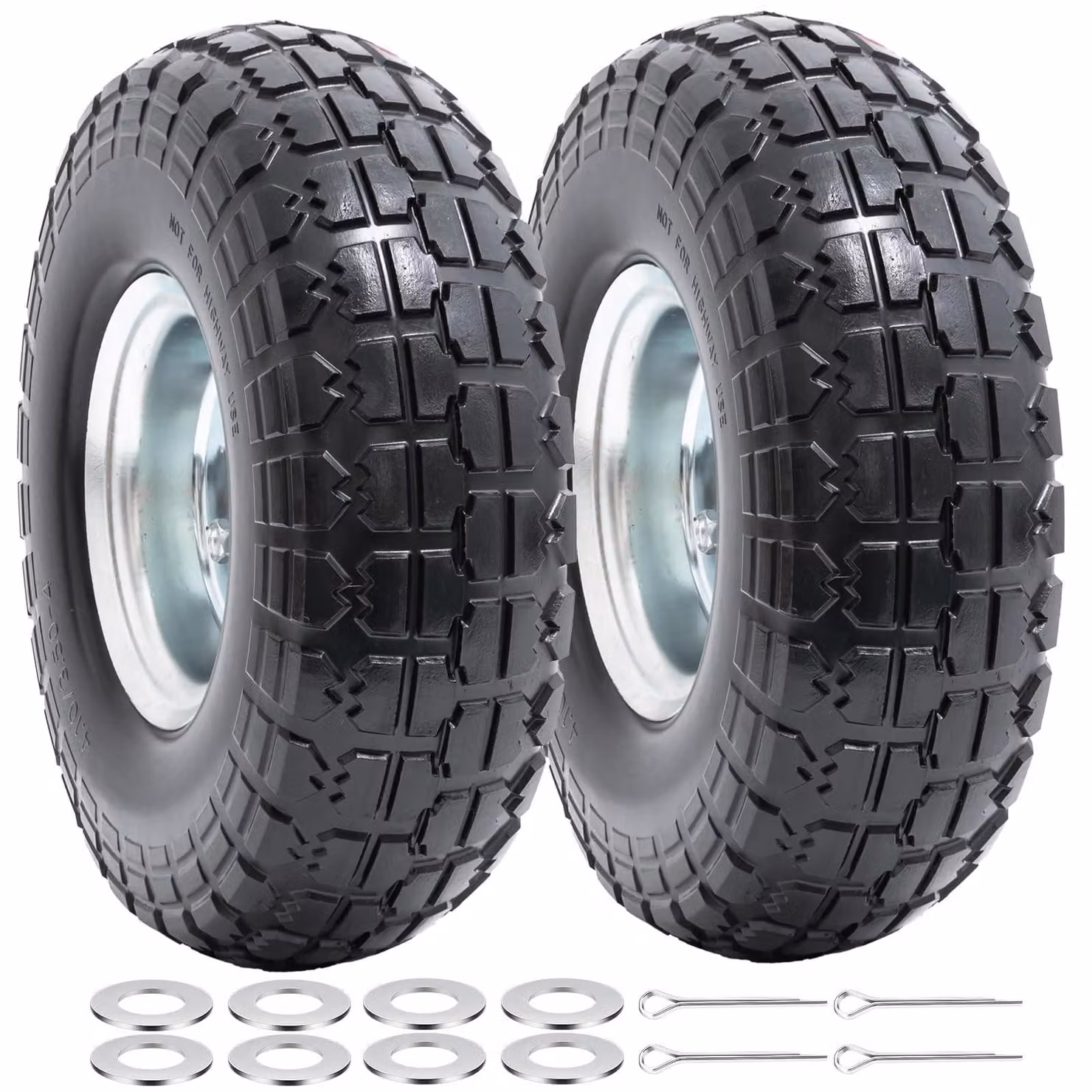 Set di 2 pneumatici robusti da 10 pollici per carrelli manuali