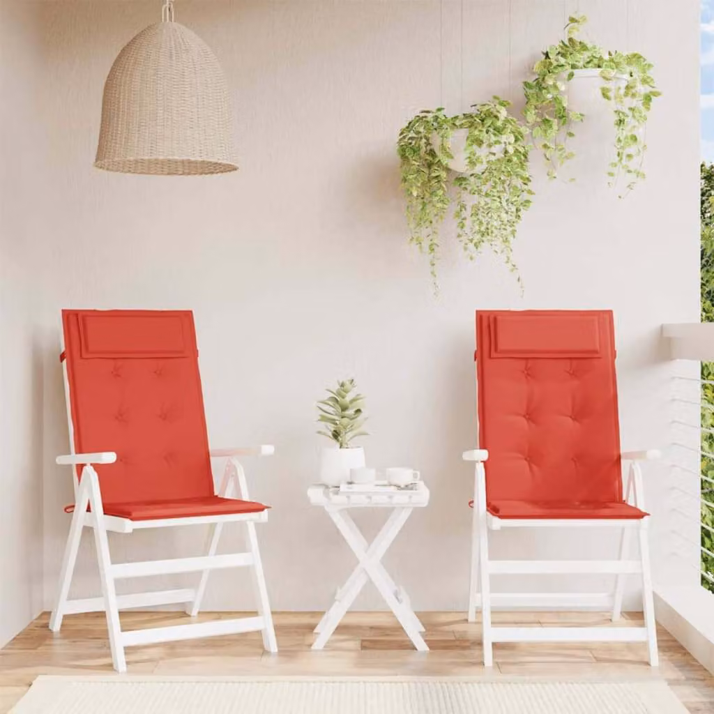 Set di 2 cuscini per sedia con schienale alto vidaXL in tessuto Oxford rosso, traspirante e idrorepellente