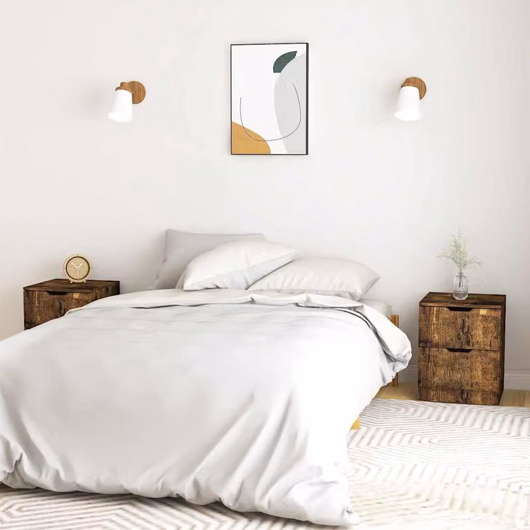 Set di 2 comodini vidaXL in legno multistrato color rovere fumo, L/P/H: 40 x 40 x 50 cm