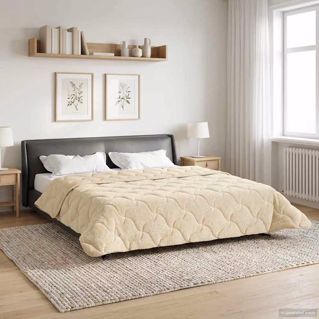 Piumone Completo Annuale Trapuntato vidaXL in Microfibra Reversibile e Traspirante, Beige, L 220 x P 240 cm