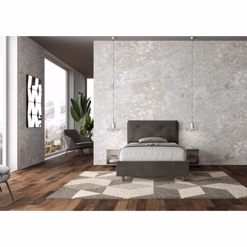 Letto imbottito con contenitore Ityhome in microfibra grigio L/P/H: 130 x 210 x 145 cm – 2