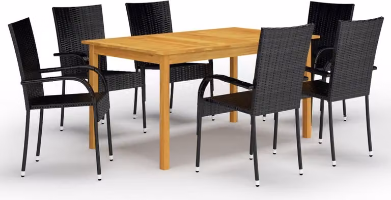 Maison Exclusive - Set da pranzo da giardino 7 pezzi nero