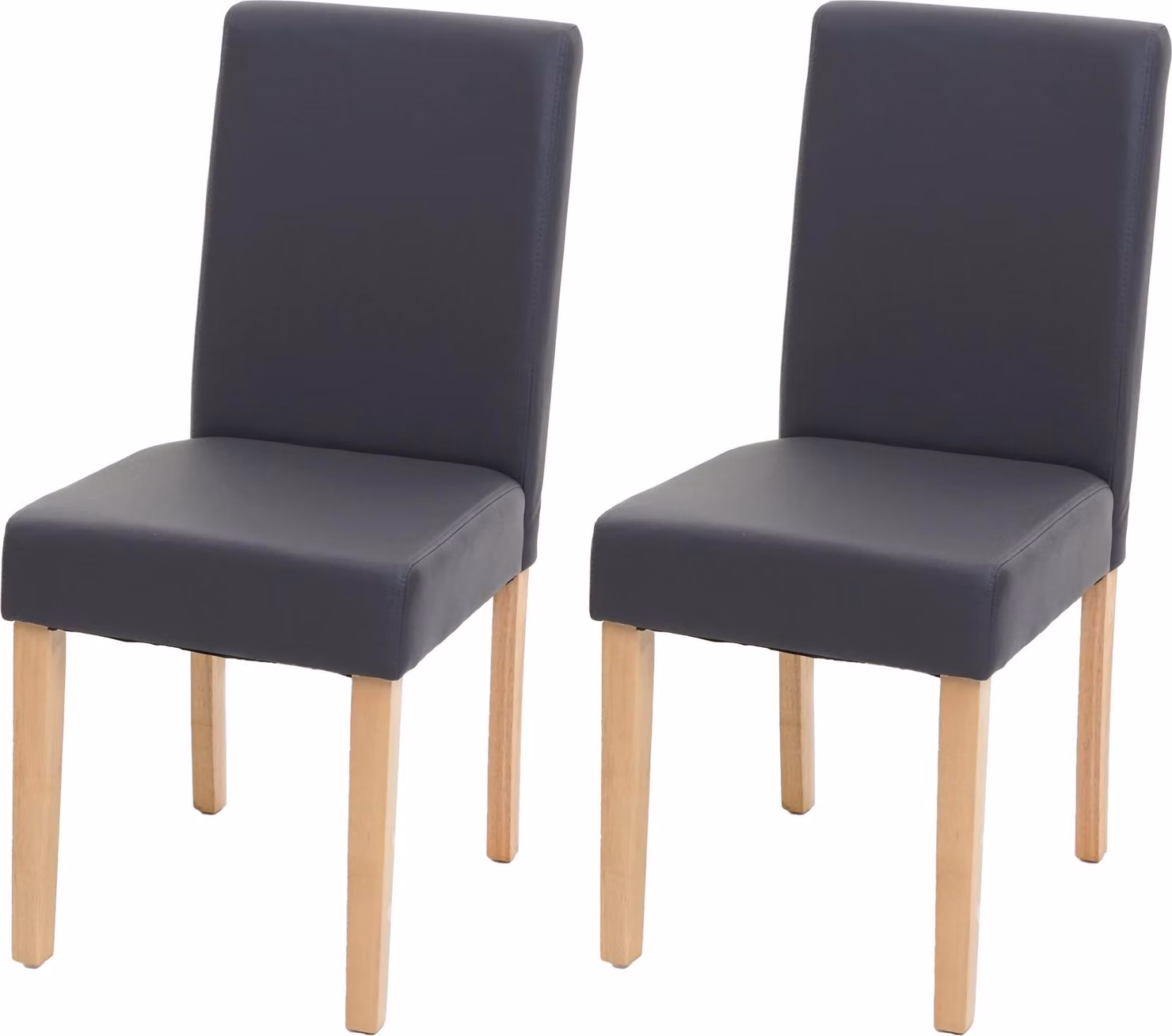 Set di 2 sedie da sala da pranzo Sedie da cucina classiche e intramontabili | A x L x P 90 x 43 x 56 cm | Altezza seduta 45 cm | Pelle finta | Gambe chiare | Grigio opaco
