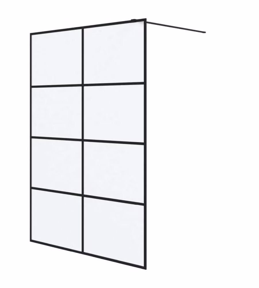 Parete Doccia Walk in vidaXL Nera con Vetro Smerigliato, L: 140 cm, H: 195 cm