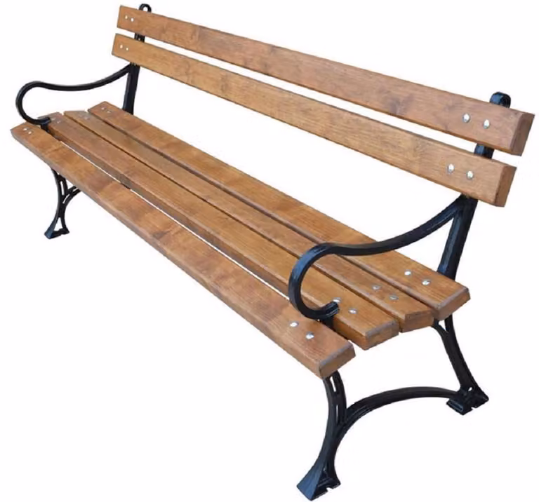 Casa Padrino Panca da giardino in stile liberty marrone/nero 180 x 40 x h. 75 cm - Panca con braccioli - Mobili da giardino