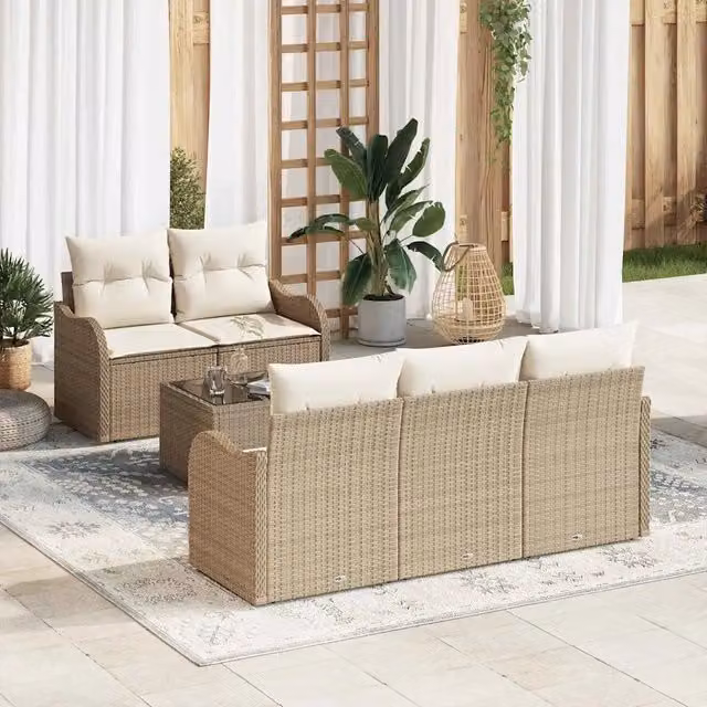 Set Divano da Giardino Beige polyrattan 3345581