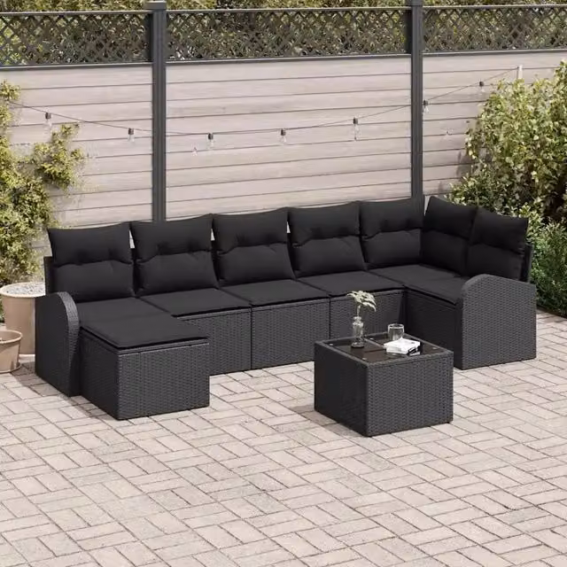 Set di divani 8 pz Nero polyrattan 3354812
