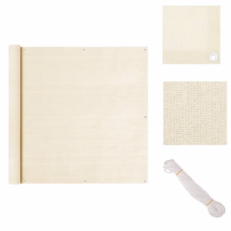 vidaXL Schermo per balcone, color crema, 120x400 cm, in HDPE - Ombrelloni e protezioni solari