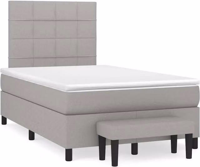 Letto con Giroletto a Molle e Materasso Ibrido vidaXL, Grigio e Bianco, L/P/H: 120 x 200 x 193 cm