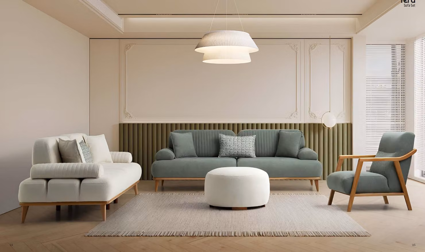 Stilvolle Polstergarnitur Designer Grüner 3-Sitzer Wohnzimmer Couch