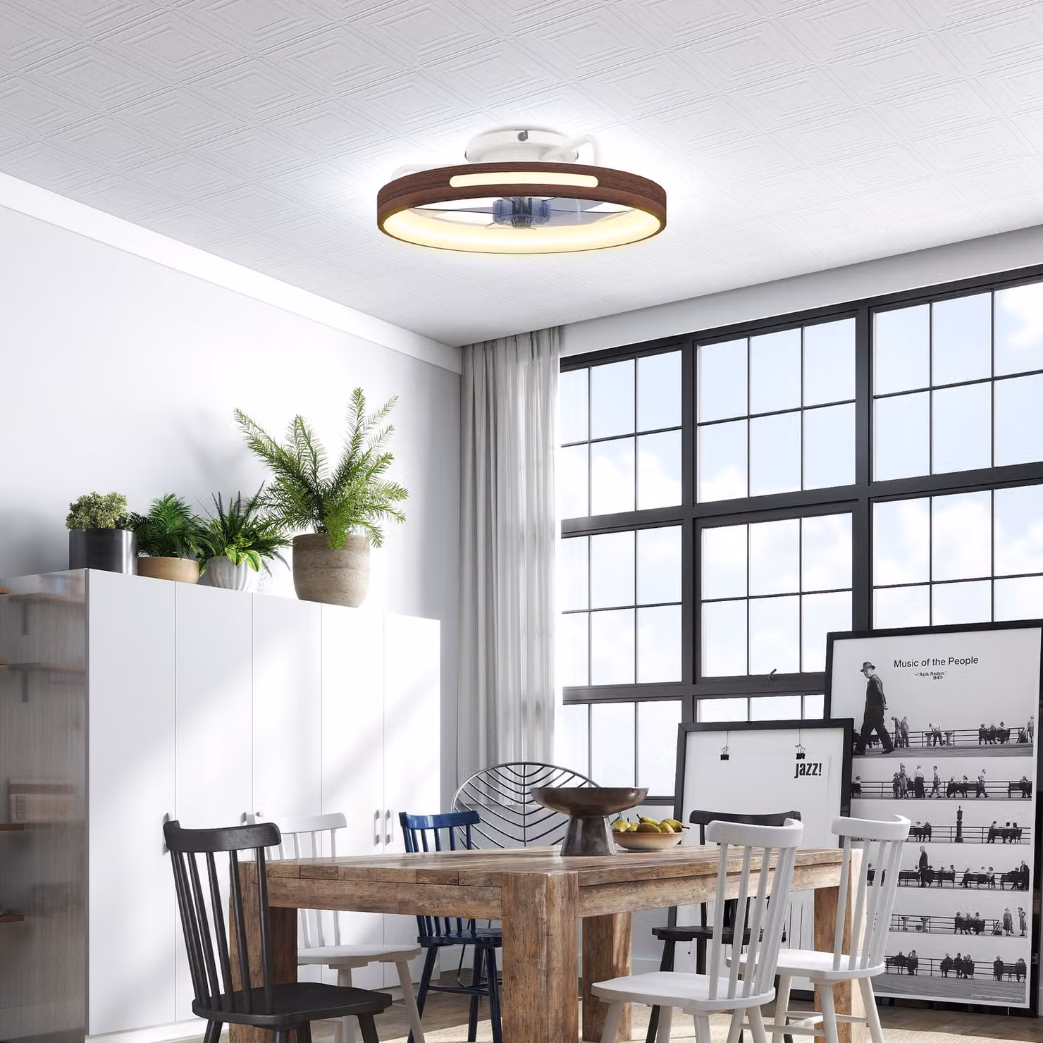 Ventilatore da Soffitto HOMCOM con Luce LED da 40 W, Motore DC Reversibile, Telecomando, 6 Velocità, 3 Colori e Timer, Colore Teak Brown – 2