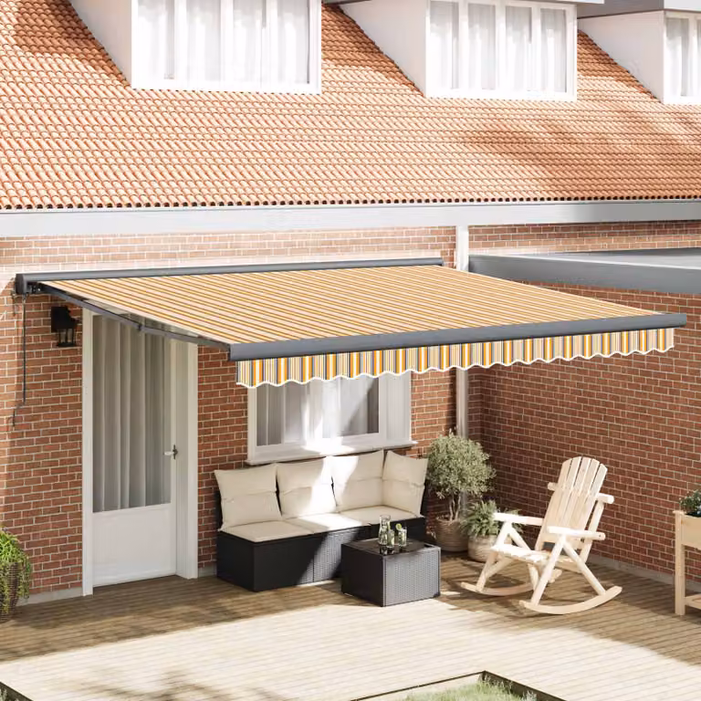 Tenda retrattile con bracci pieghevoli vidaXL Multicolore L: 400 cm, P: 300 cm, H: 165 cm