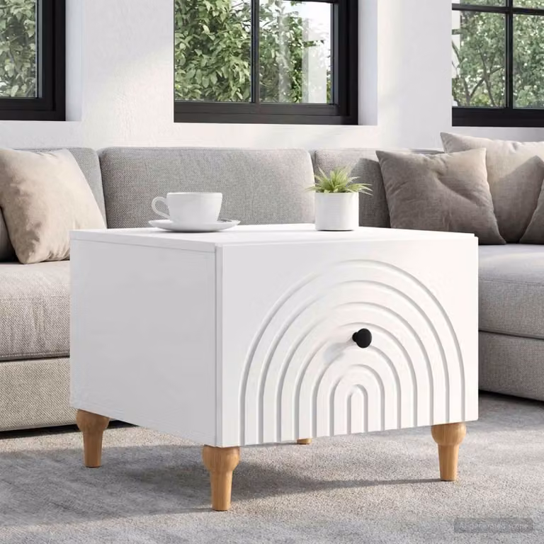 Maison Exclusive - Tavolino bianco lucido 49 x 50 x 40 cm in materiale derivato dal legno