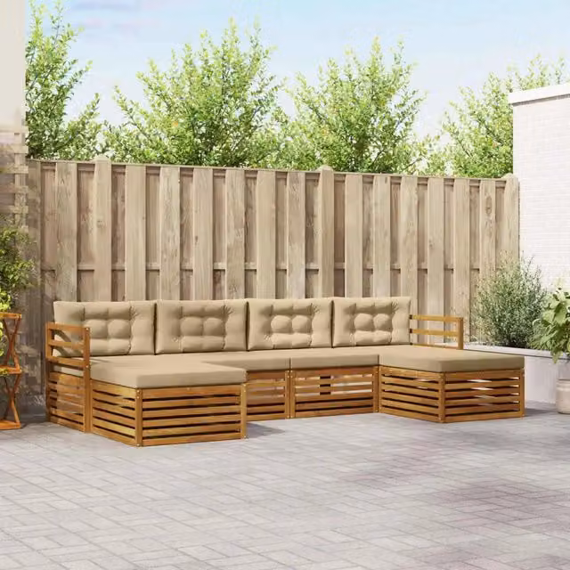 Set di divani da esterno 6 pz Naturale e Beige 3373883