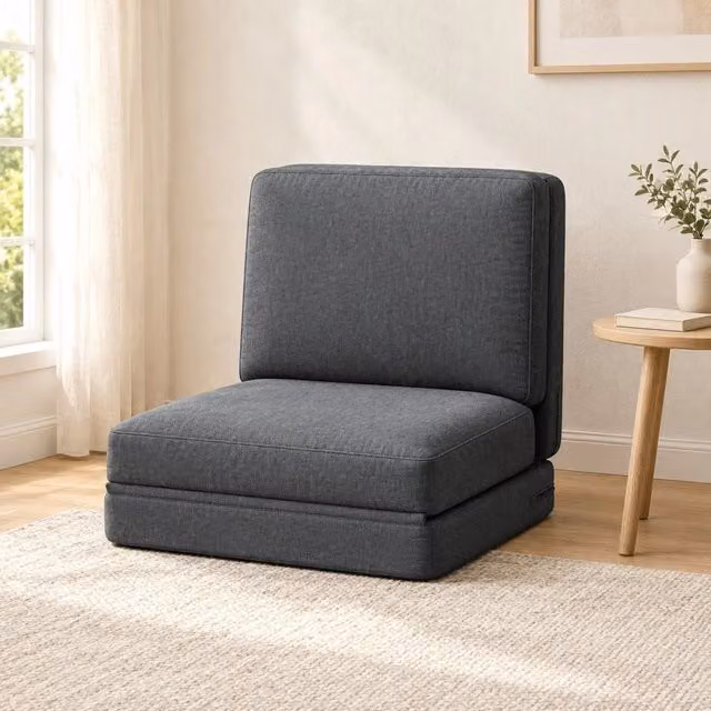 Poltrona da pavimento 75x80x72 cm trasformabile 3 in 1 in poliestere grigio scuro