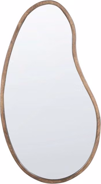 Specchio da Parete BELIANI in Legno di Paulownia Marrone Chiaro con Forma Irregolare Organica e Stile Scandinavo