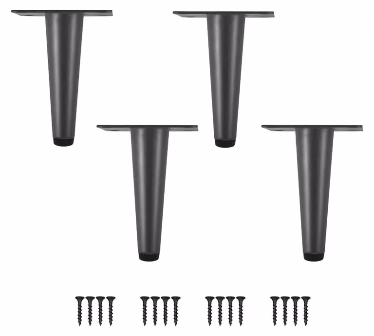 Omgoods - Set di 4 piedini metallici per mobili con base in gomma antiscivolo