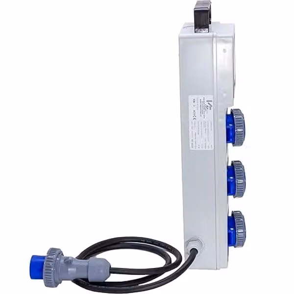 Quadro di Distribuzione 220V Ideal Standard con Pulsante di Emergenza e RCD IP67 L: 33 cm, H: 16 cm, P: 4 cm – 2