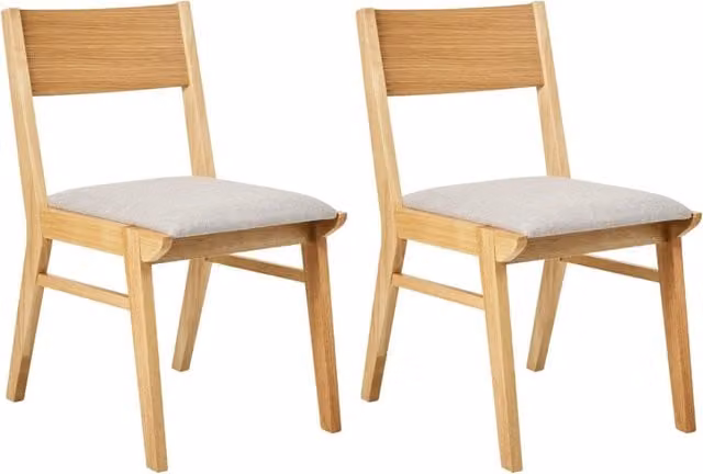 Set di 2 sedie da pranzo in tessuto grigio senza braccioli Struttura in legno massiccio chiaro tradizionali retrò Seduta