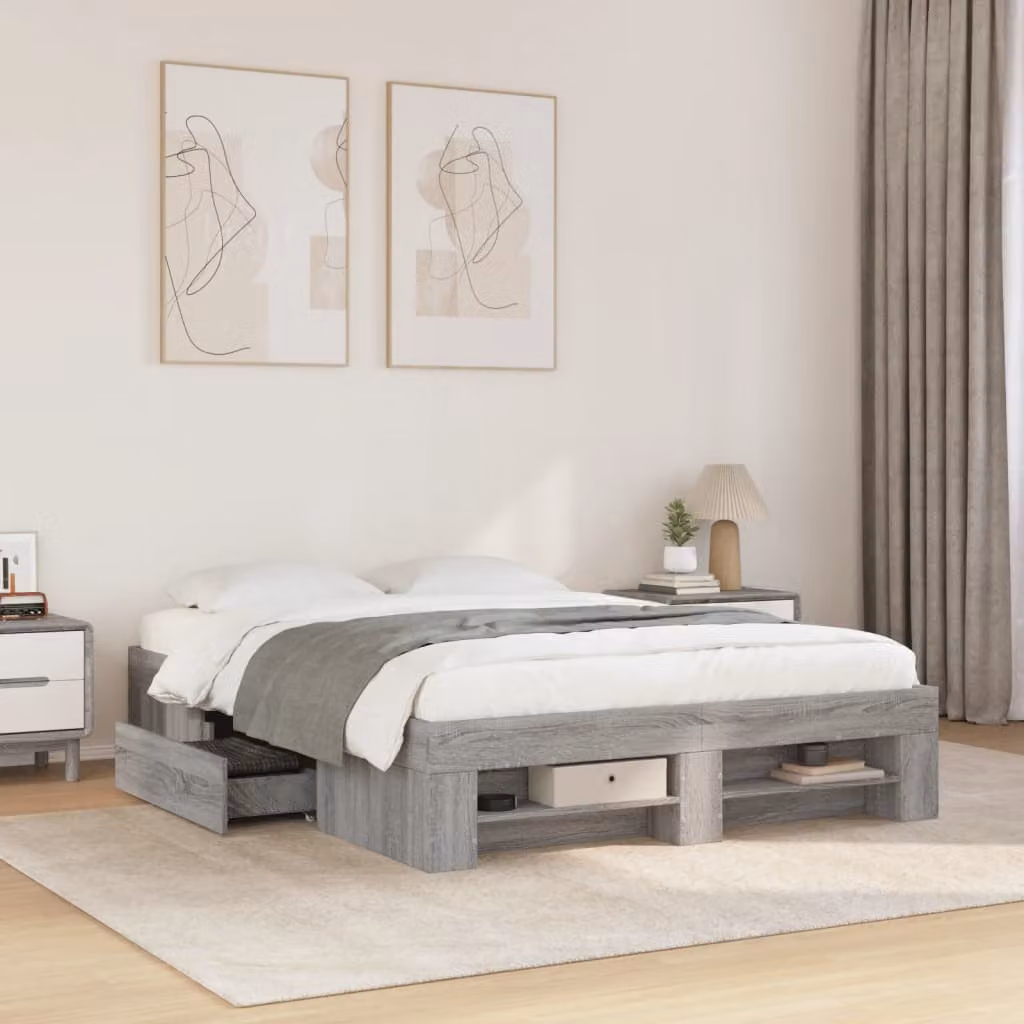 vidaXL Giroletto Grigio Sonoma in Legno Multistrato L/P/H: 120 x 200 x 33 cm – 1