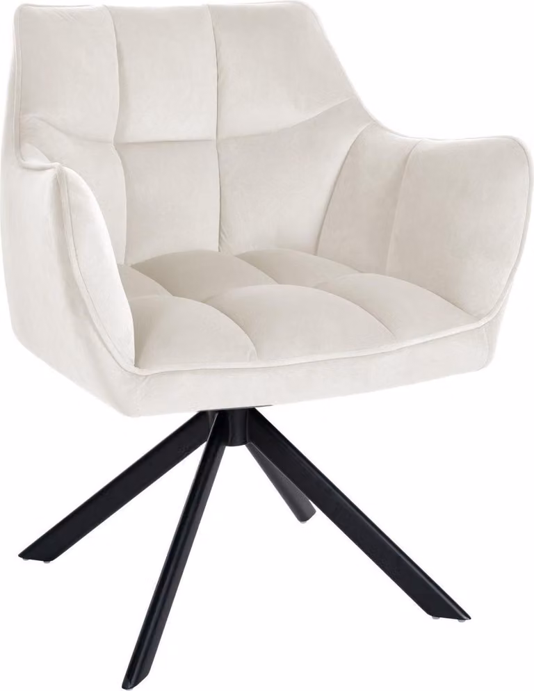 Sedia da pranzo con rivestimento in velluto - Sedia SAMT - Elevato comfort di seduta e funzione girevole Colore: Crema | Colore base: Nero