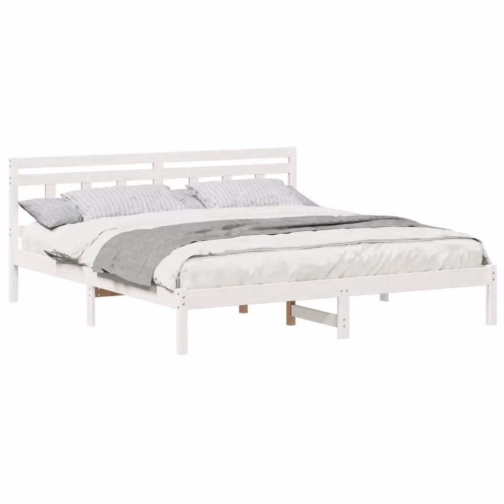 Struttura del letto vidaXL in pino massello bianco 200 x 200 cm – 2