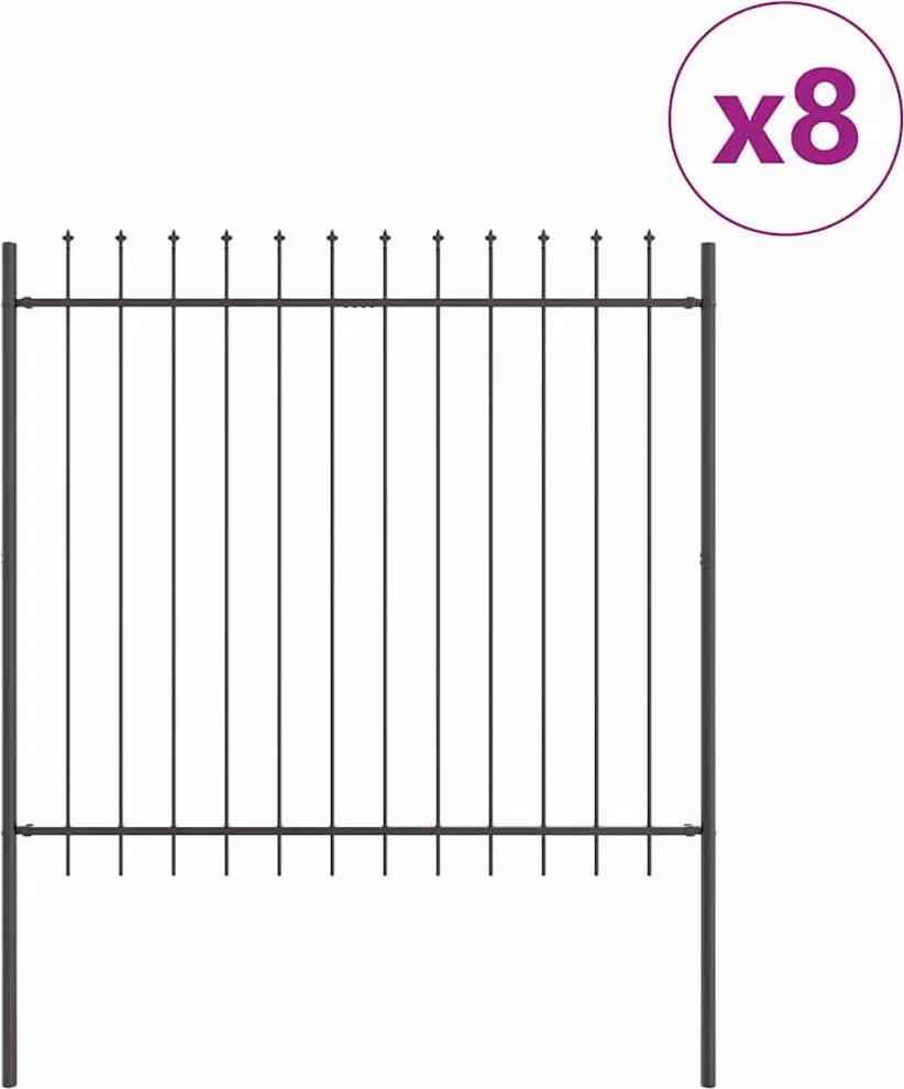 Recinzione per Giardino 8 pcs Grigio 13,6 x 1,5 m