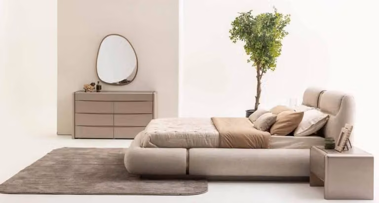 Set completo per camera da letto: letto + 2 comodini + comò moderno, set da 4 pezzi
