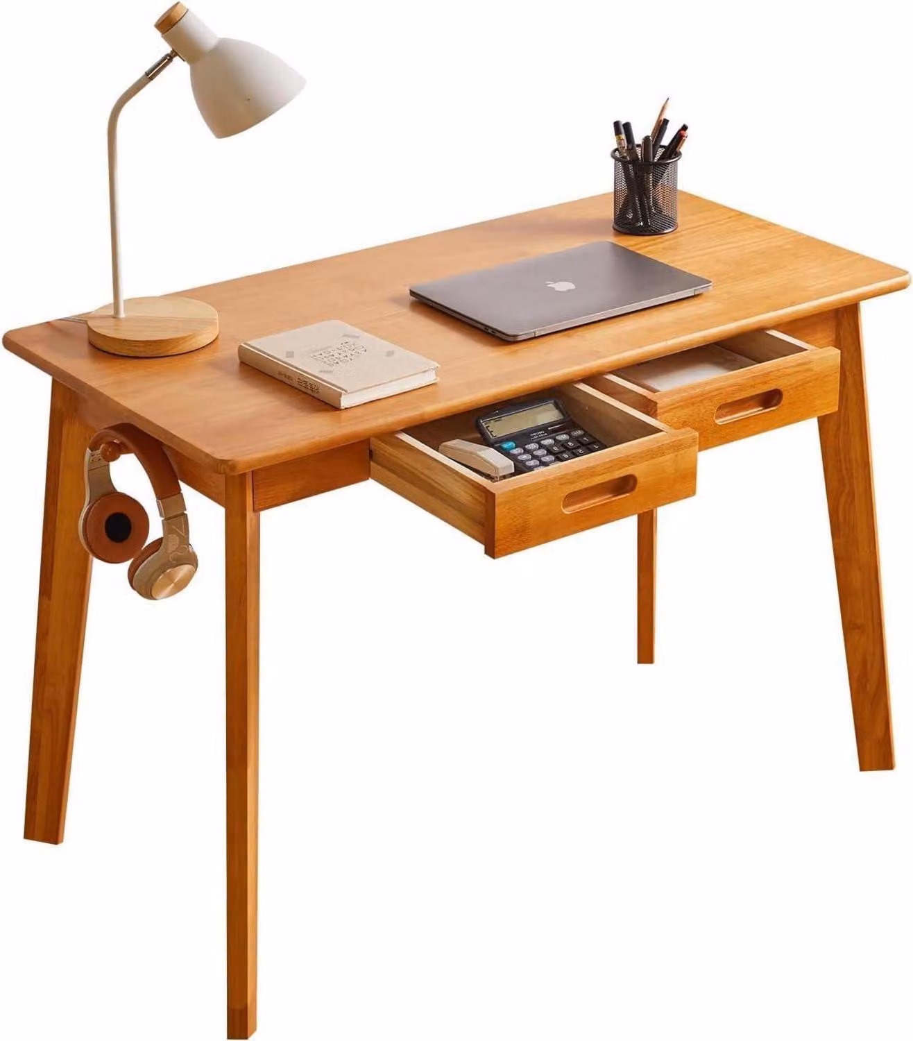 Scrivania in legno con cassetto e appendiabiti 100x50x75cm colore ciliegio