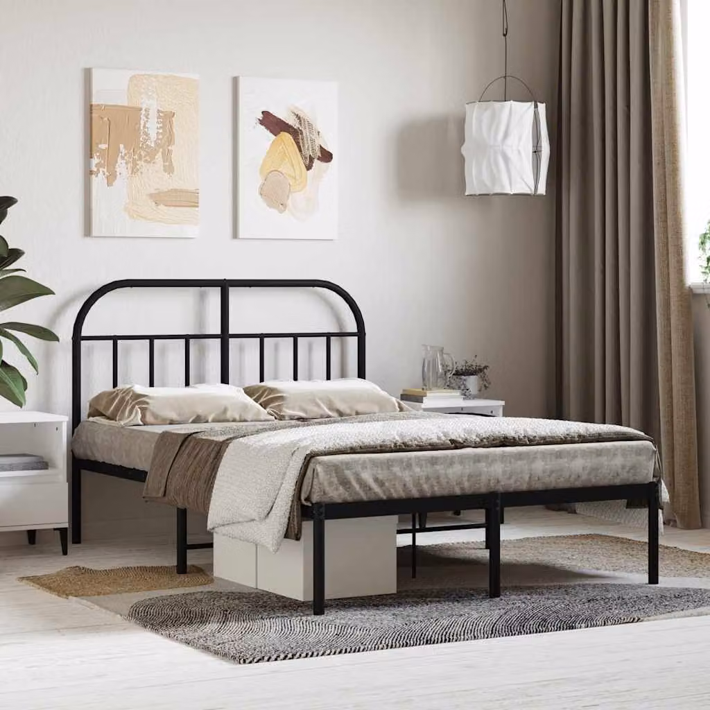 vidaXL Giroletto con Testiera in Metallo Nero L: 120 cm, P: 200 cm