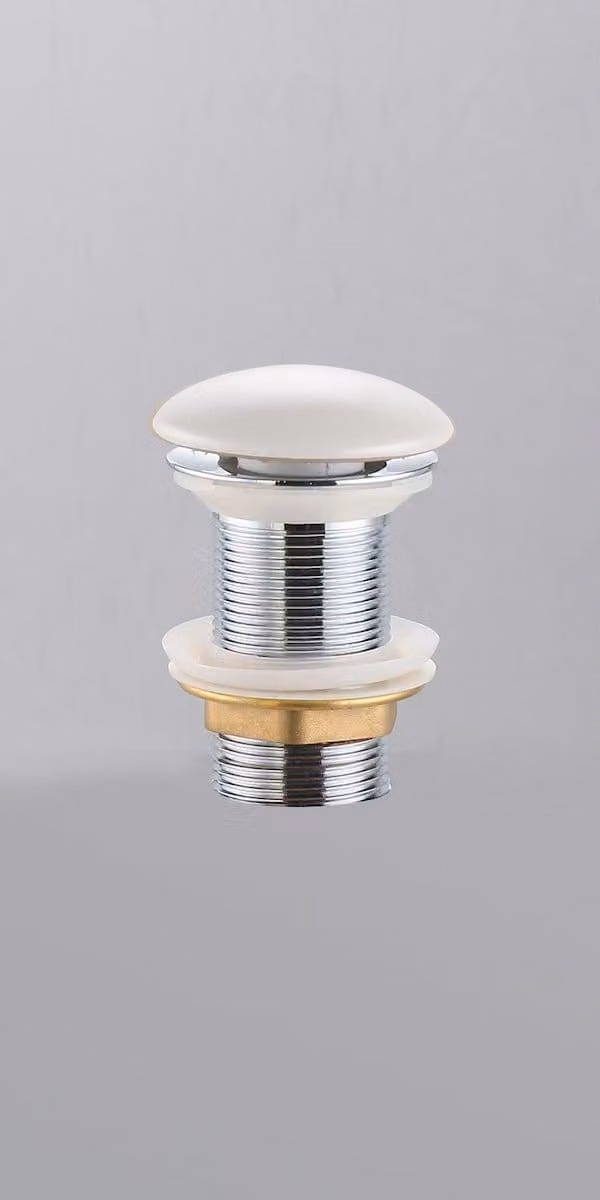 Set di scarico SAT con valvola a stelo da 5/4" per lavabo senza troppopieno, bianco lucido