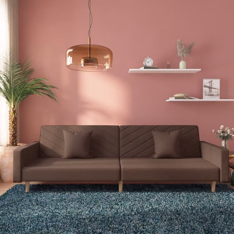 vidaXL Divano Letto Click-Clack Moderno in Tessuto con Cuscini e Struttura in Legno Massiccio, L/P/H: 220 x 90 x 69 cm