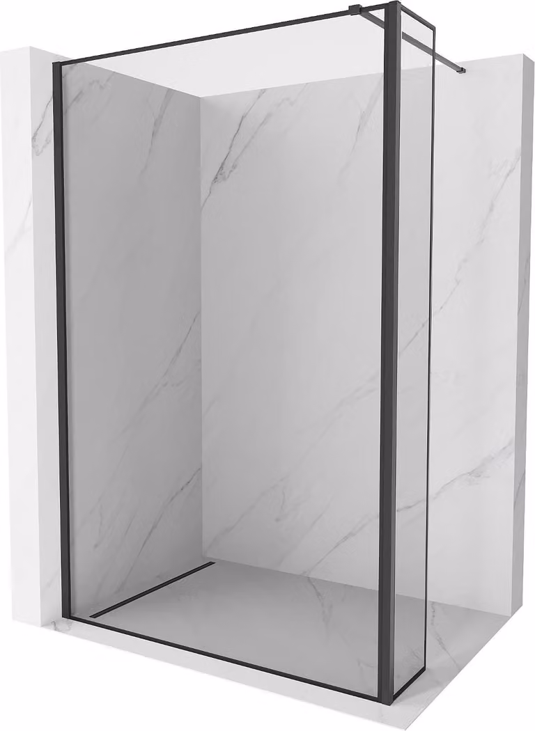 Mexen Kioto parete doccia Walk-in 110 x 40 cm, cornice nera, nero - 800-110-212-70-70-040