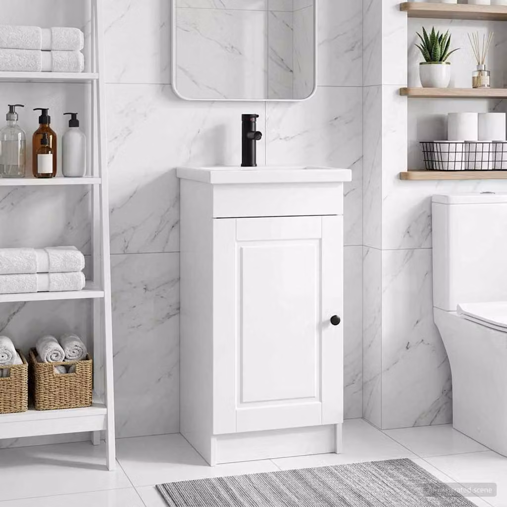 Mobile da bagno con lavabo vidaXL Bianco Lucido L: 42 cm, P: 40 cm, H: 84,5 cm
