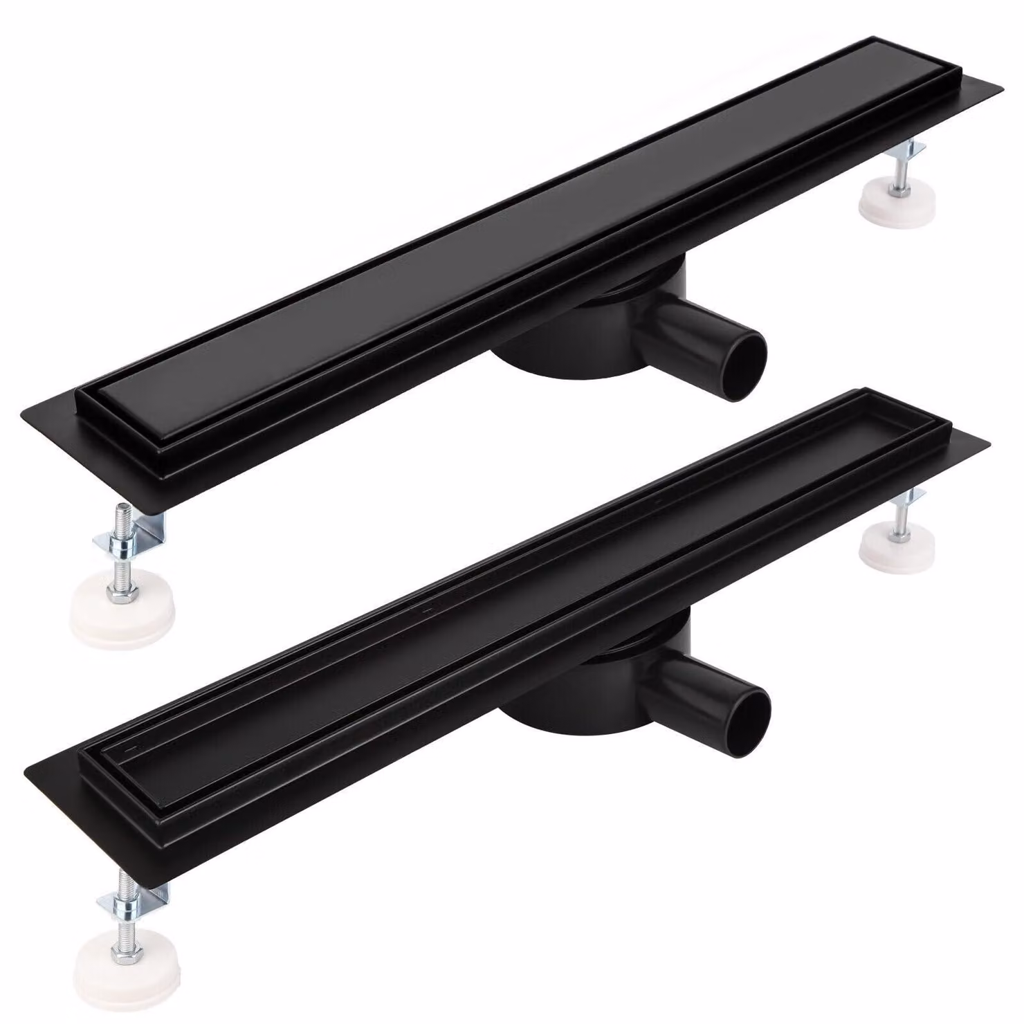 Scarico a pavimento da 100 cm, nero opaco, 2-in-1, rotazione a 360°, regolabile in altezza