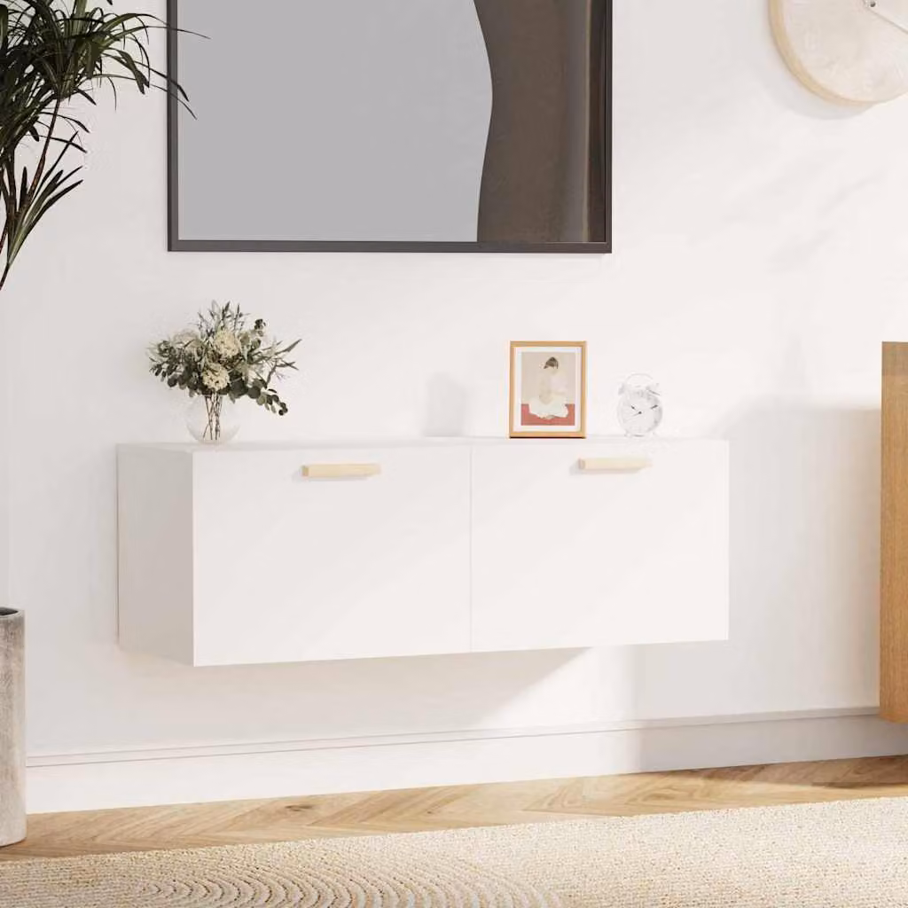 Pensile Mobile vidaXL Bianco in Legno Multistrato e MDF L: 100 cm, P: 36,5 cm, H: 35 cm
