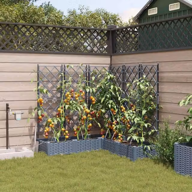 Vaso da giardino 5 pz Grigio Chiaro 120 x 120 x 126 cm PP 42002901