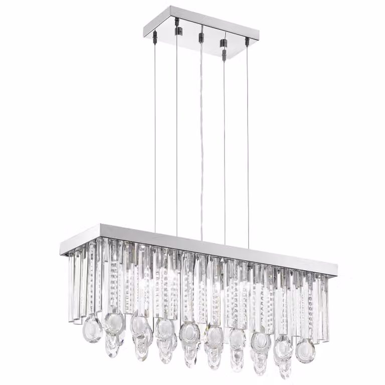Lampada a sospensione in cristallo Calaonda cromo 7x 33W