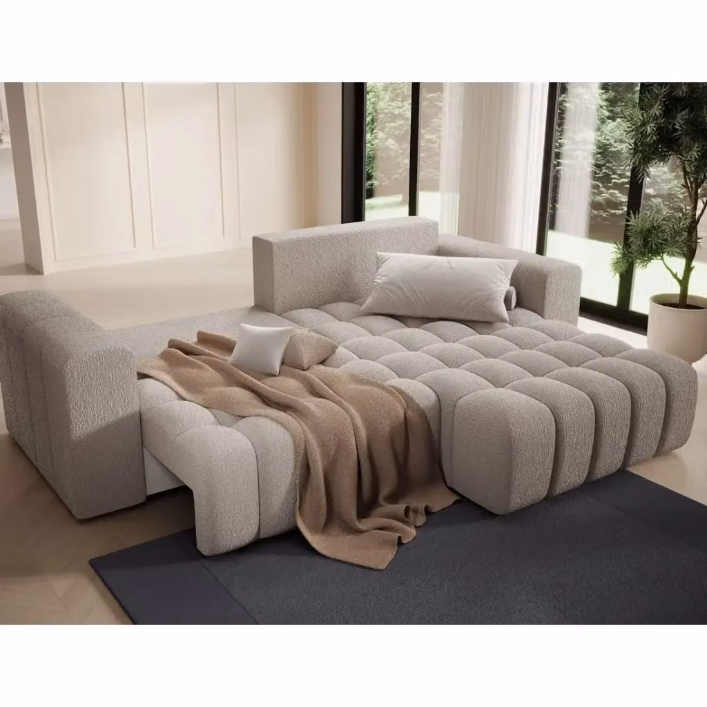 Divano angolare convertibile DORY MEUBLORAMA beige con contenitore e funzione letto, lato destro, L 250 cm x P 175 cm x H 92 cm – 2