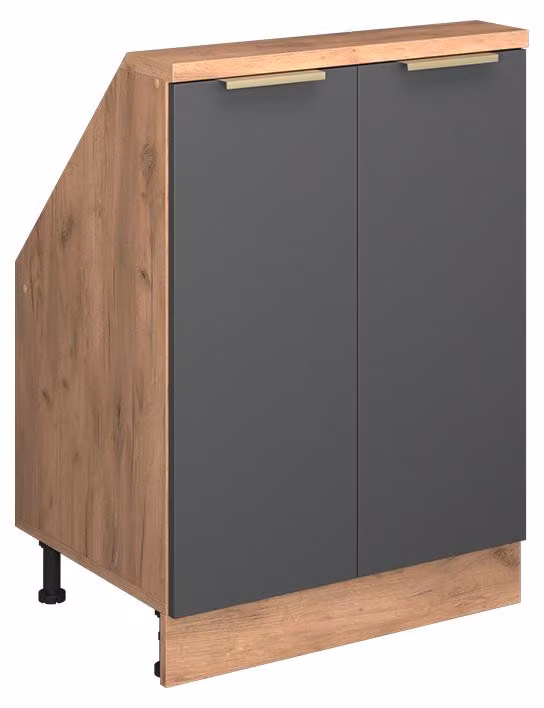 Mobile cucina sottotetto Vicco R-Line Antracite-oro 60 cm con 2 porte, Model 60631