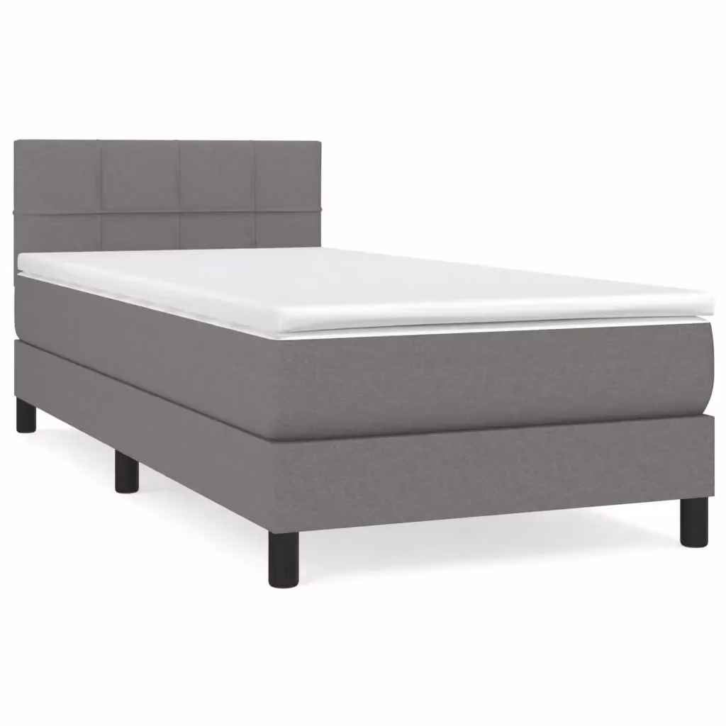 Letto Ibrido vidaXL con Giroletto a Molle e Materasso in Tessuto Grigio e Bianco L/P/H: 203 x 90 x 88 cm – 2