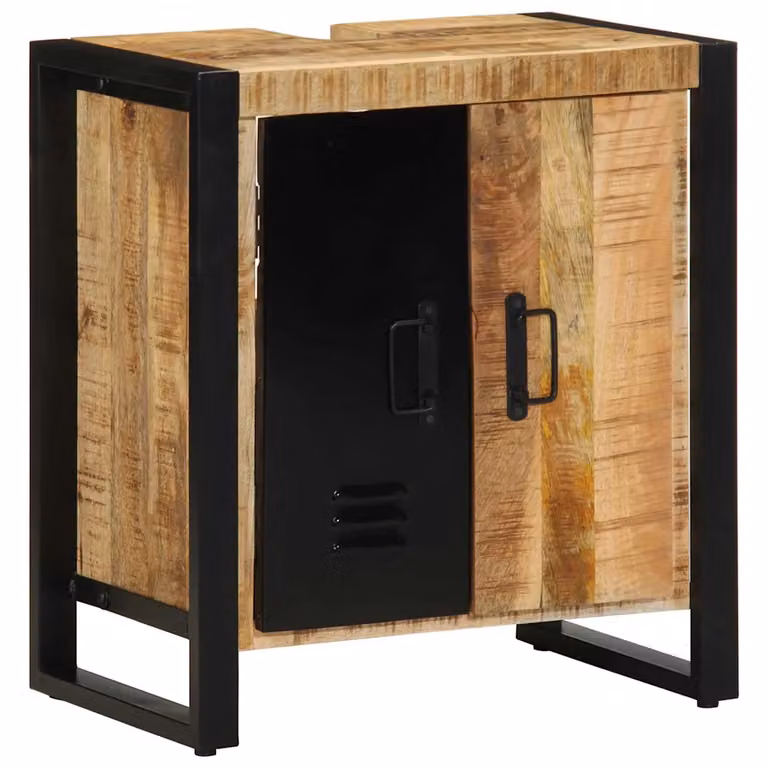 Mobile da bagno vidaXL in legno di mango massello marrone con ante a cerniera L: 55 cm, P: 35 cm, H: 60 cm