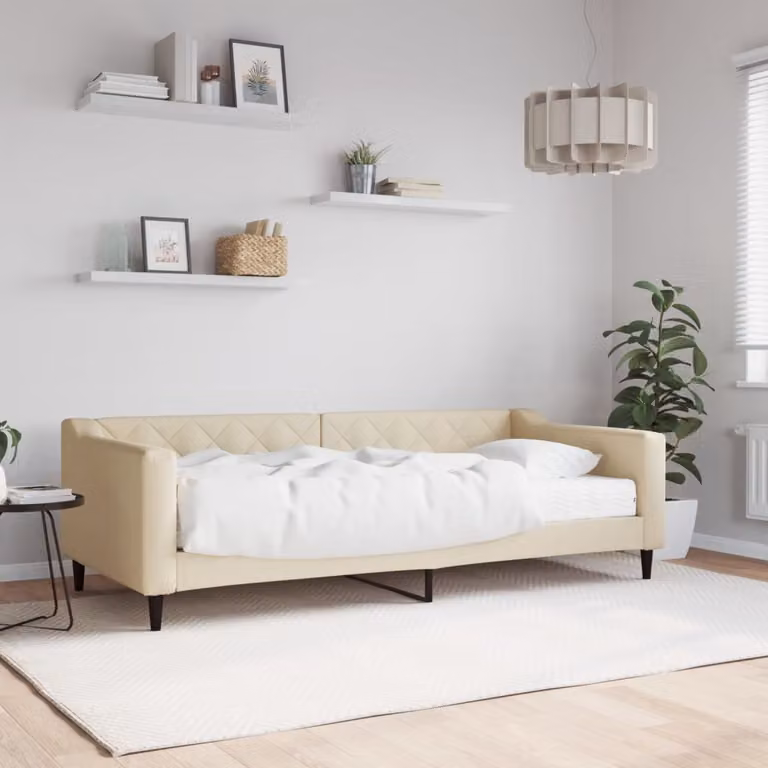 Maison Exclusive - Divano letto con materasso color crema 90x200 cm in tessuto